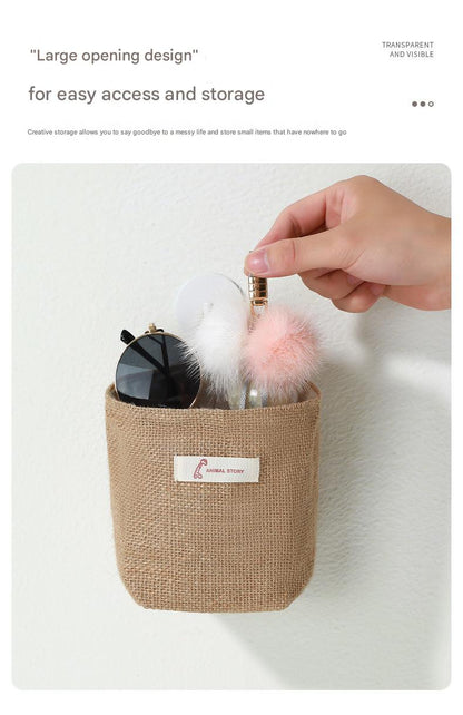 Stylish cotton-linen storage pouch on door