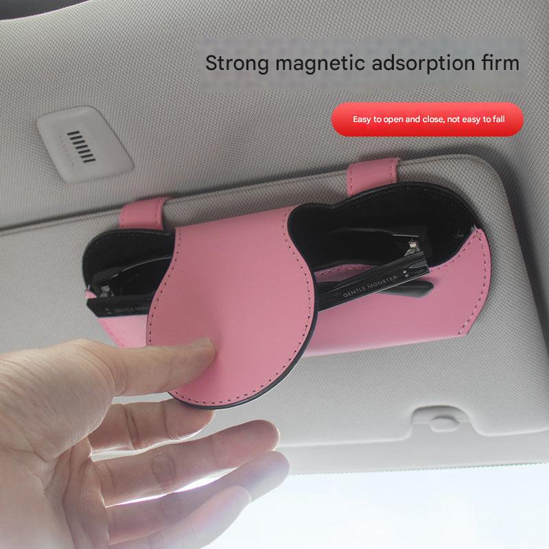 Interior view of car sunglasses holder