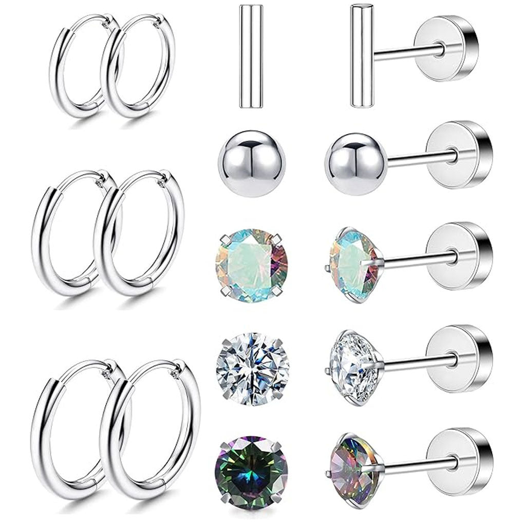 Stainless Steel Geometric Earrings Set Image 9