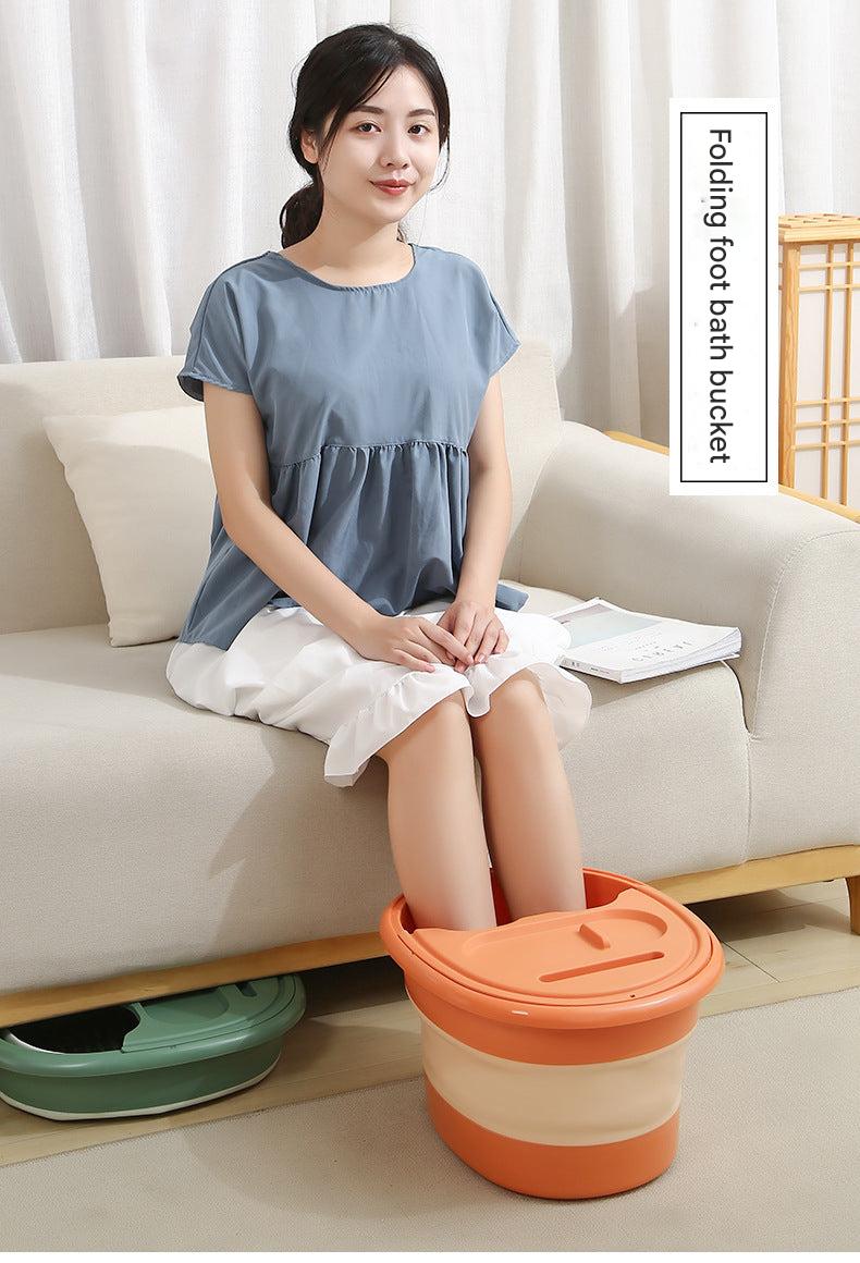 Folding foot soaking bucket in orange color