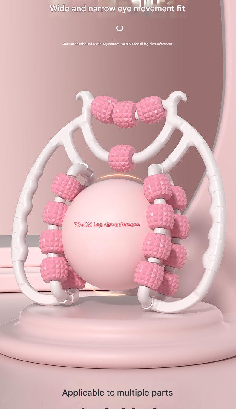 Leg massager with rollers in pink