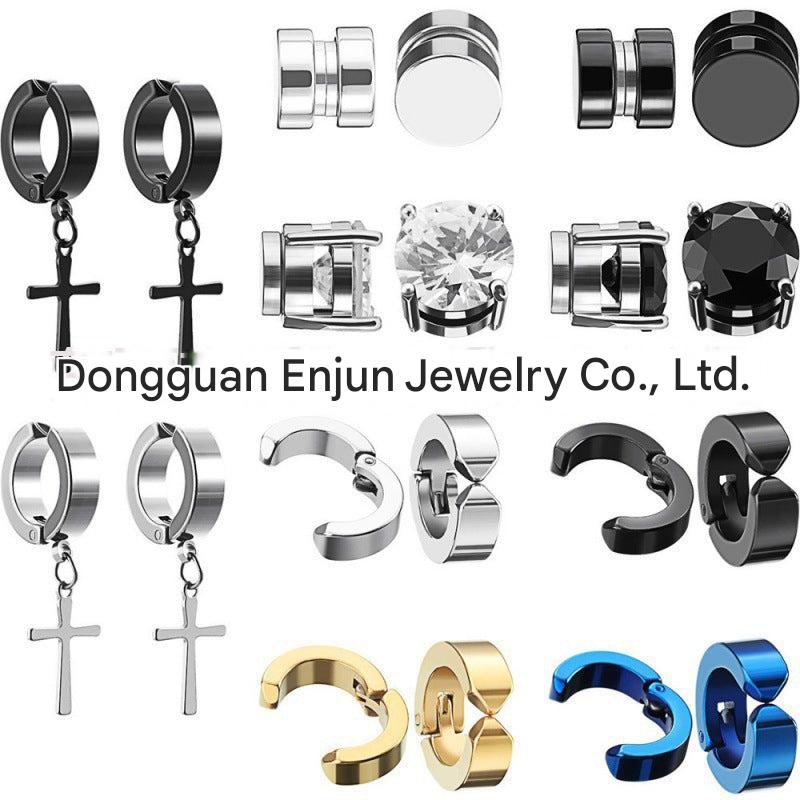 Titanium Steel Cross Zirconia Earring Image 4