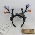 7#Skull Colorful Ball Big Antler Headband