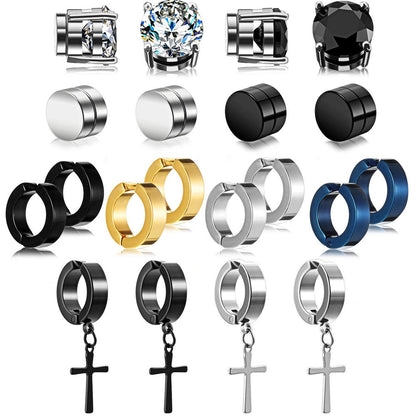 Titanium Steel Cross Zirconia Earring Image 5