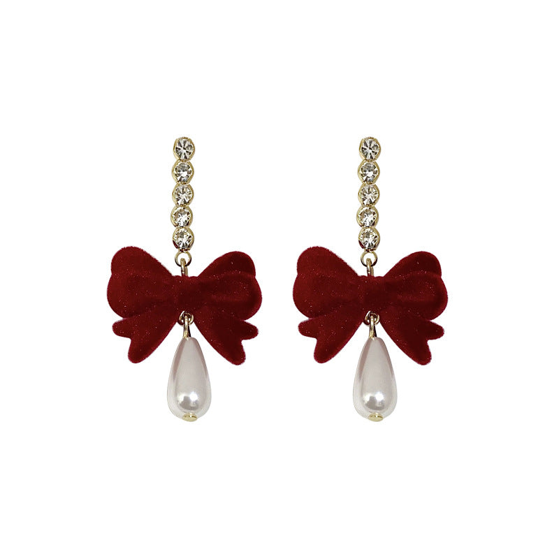 Stylish burgundy velvet earrings image