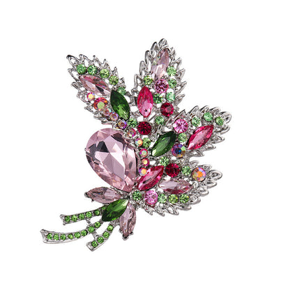 elegant floral crystal brooch