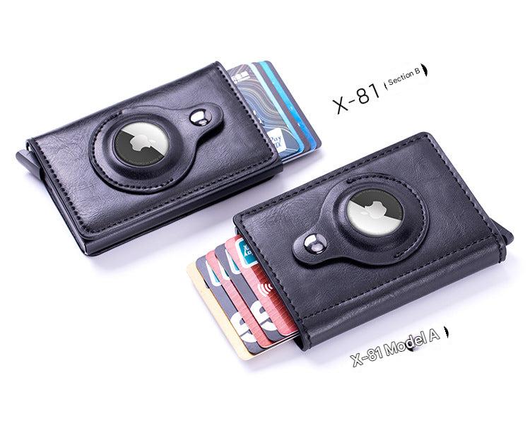 Smart leather wallet with Airtag tracking in brown