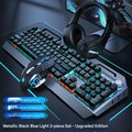 Wired Black - [Ice Blue Light Black Switch] + Wired Mouse + Headphones