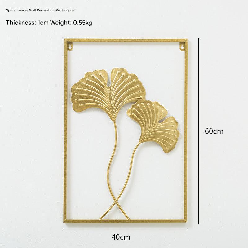 Close-up of metal leaf wall art design