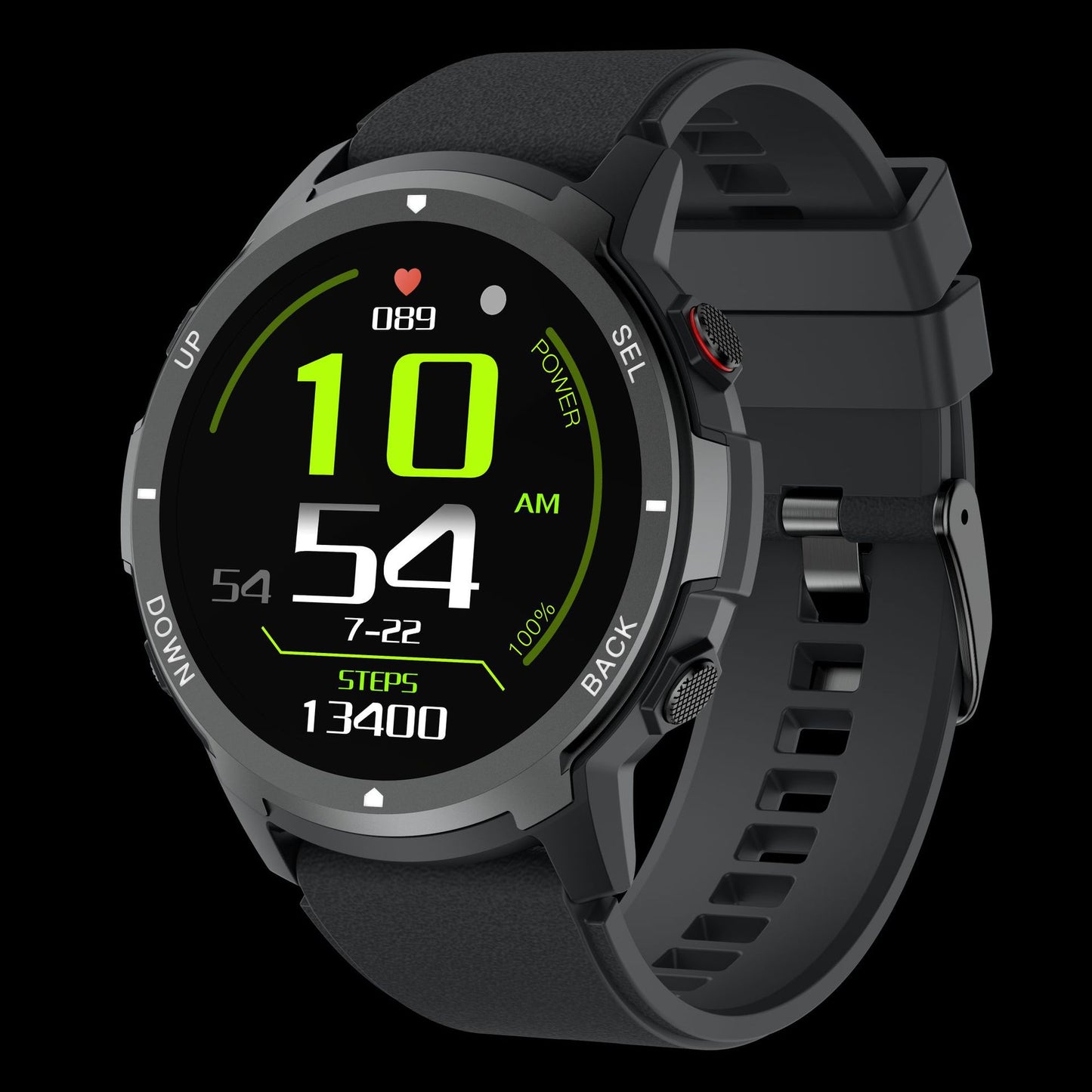 S52 smartwatch with magnetic charging on display