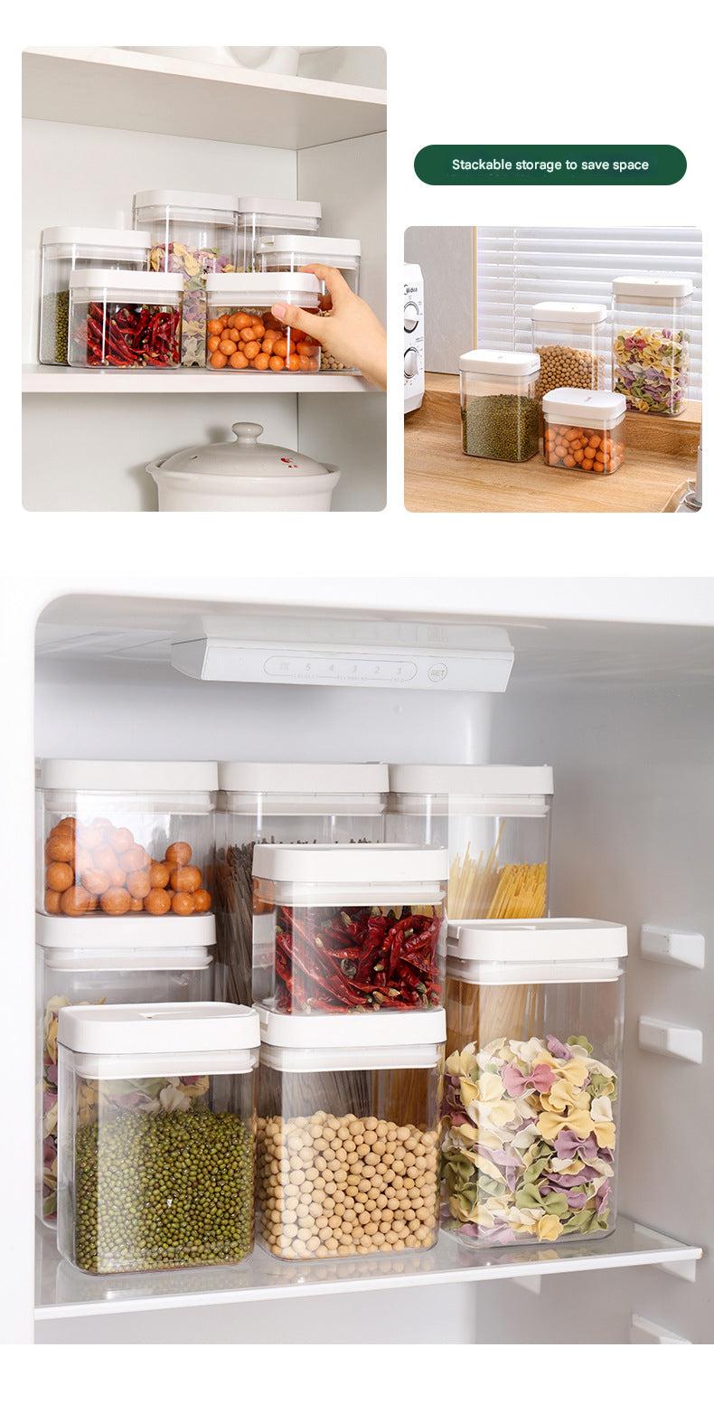 Transparent food storage container with oats