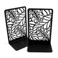 Leaf Texture Bookends Pair - Black