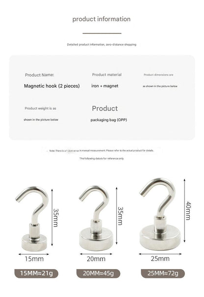 Set of two magnetic hooks in packaging