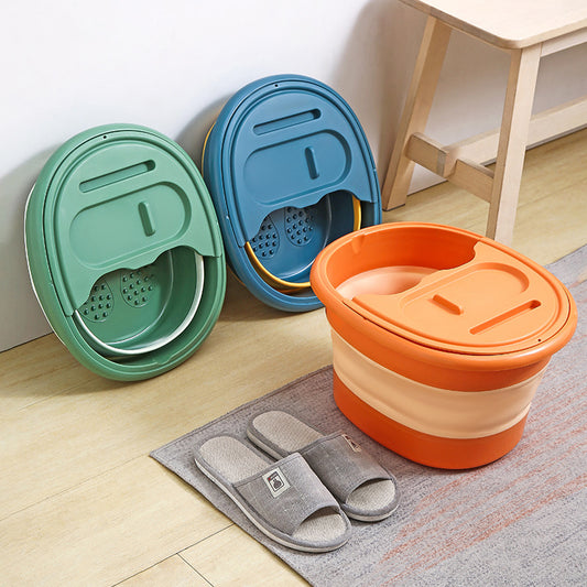 Foot soaking bucket folded for storage