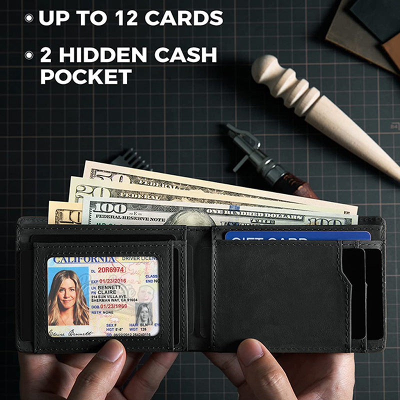 Men's leather wallet side view