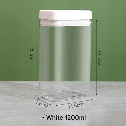 Multi-size food storage jars on countertop