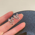 Pink Diamond Bowknot Ear Studs