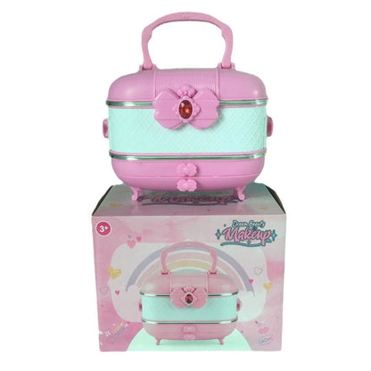 child playing with complete makeup set open box