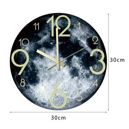 Silent moon phase clock with wooden texture
