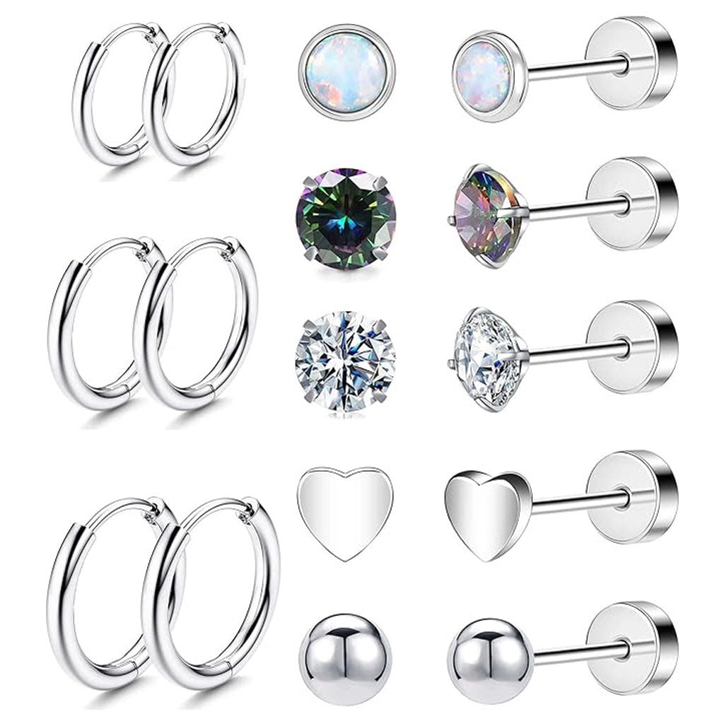 Stainless Steel Geometric Earrings Set Image 3