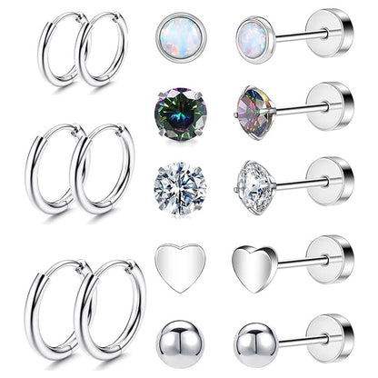 Stainless Steel Geometric Earrings Set Image 3