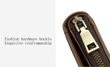 Zipper closure men’s wallet features detailed stitching