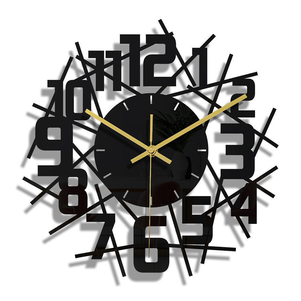 Elegant minimalist black wall clock with digital display