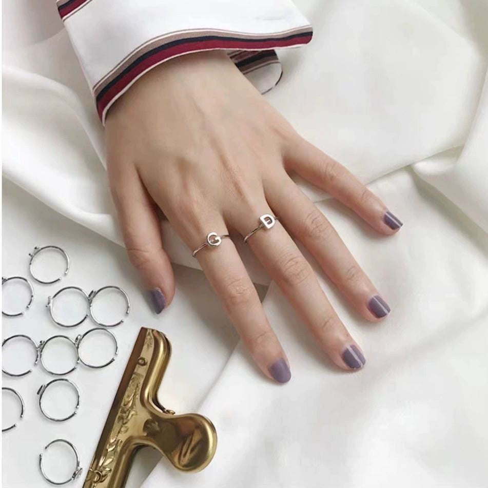 Close-up view of Silver Alphabet Ring 2