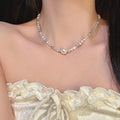 Single Bead Broken Silver Necklace