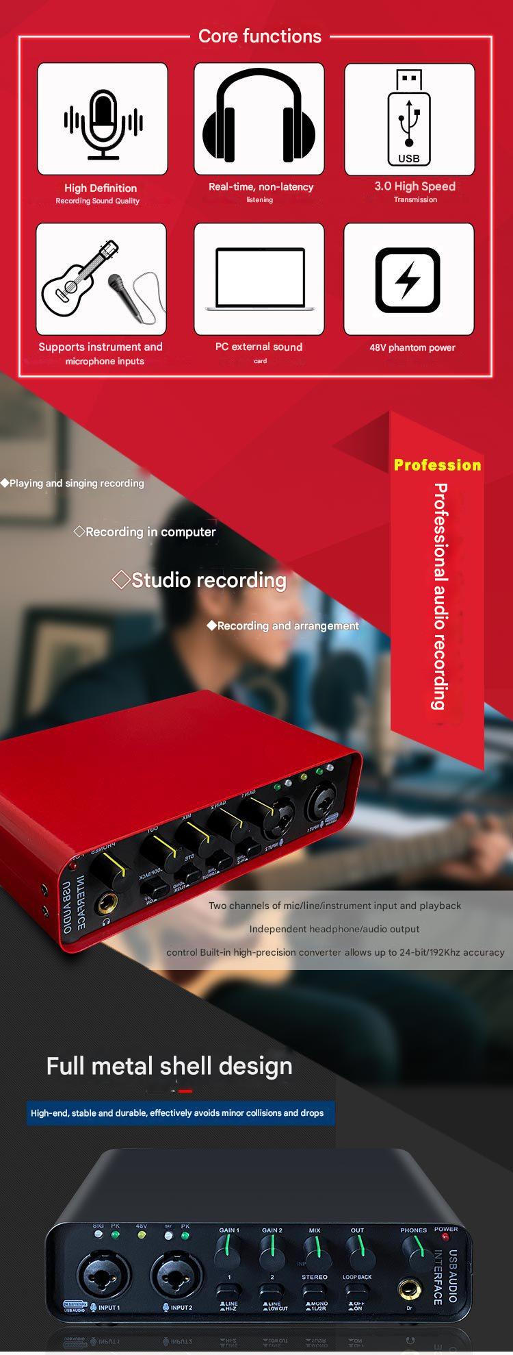 High-quality audio interface for streaming