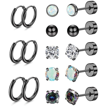 Stainless Steel Geometric Earrings Set Image 1