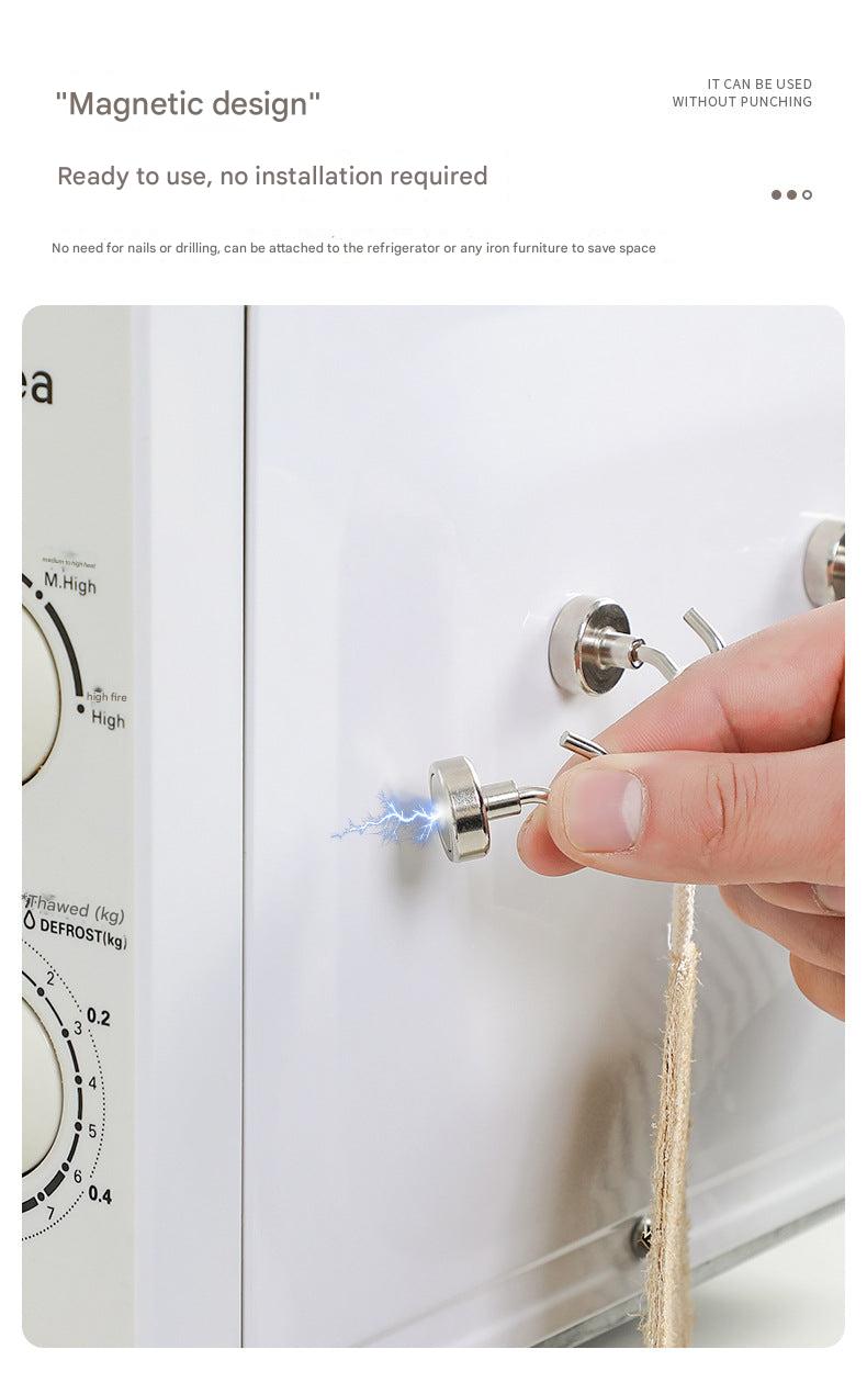 Iron magnetic hooks on refrigerator