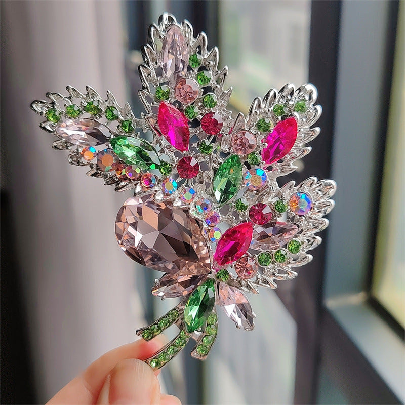 blue crystal flower brooch
