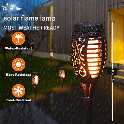 Waterproof solar garden torch with simulated flame
