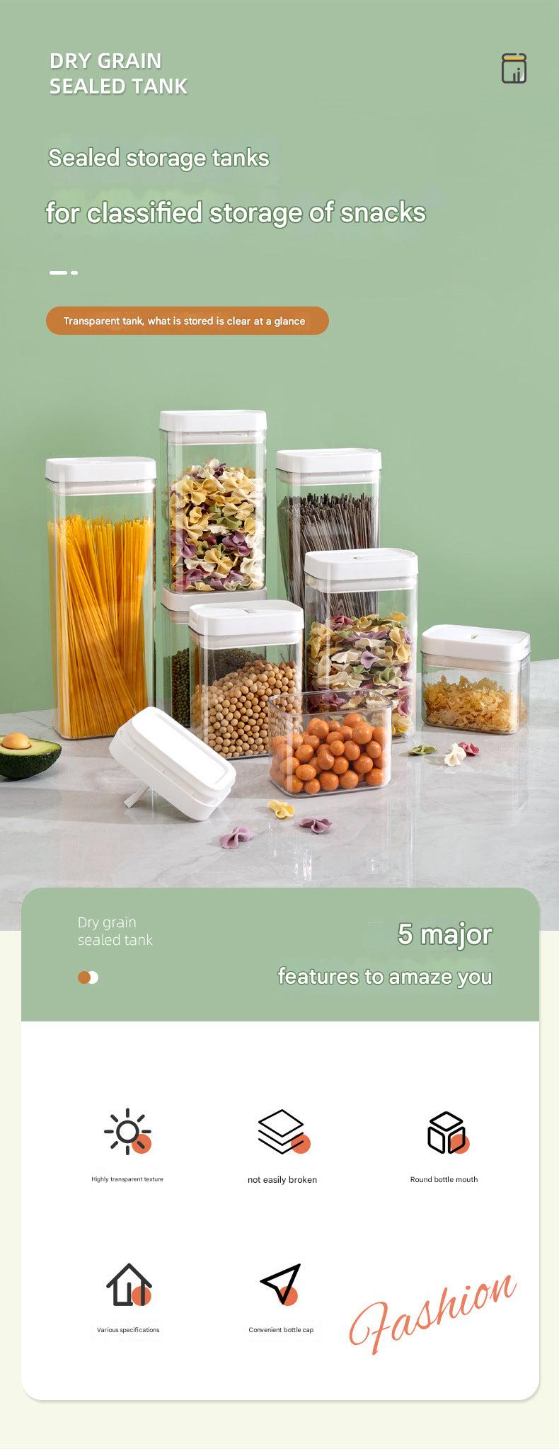 Plastic storage jar with grains