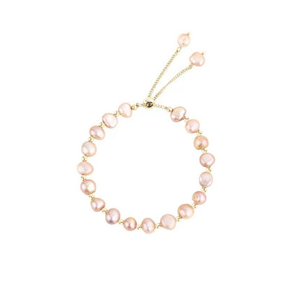Adjustable faux pearl bracelet pink color