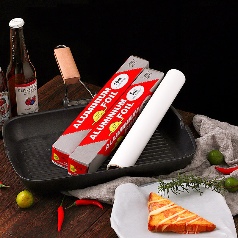 Close up of aluminum foil cooking tools