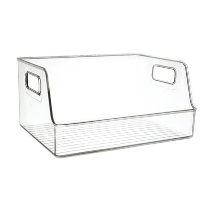 Stackable clear storage bins