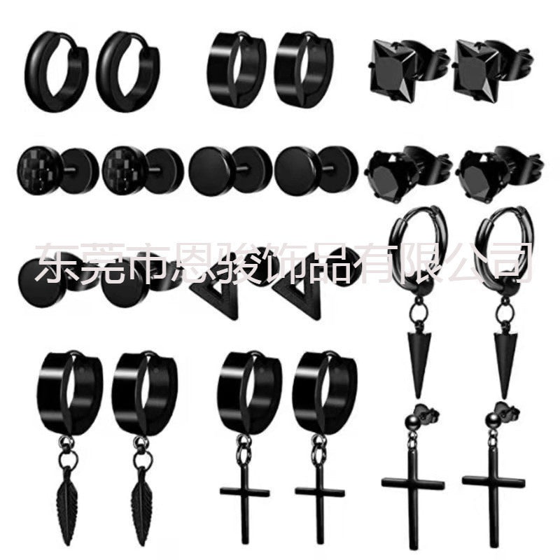 Titanium Steel Cross Zirconia Earring Image 2