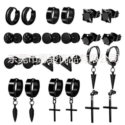 Titanium Steel Cross Zirconia Earring Image 2