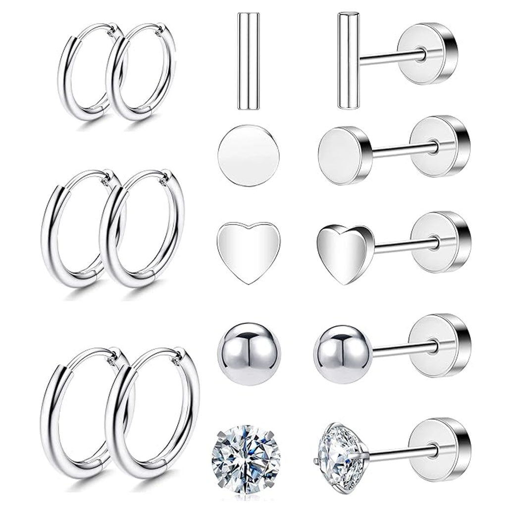 Stainless Steel Geometric Earrings Set Image 1