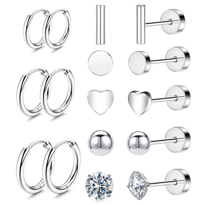 Stainless Steel Geometric Earrings Set Image 1