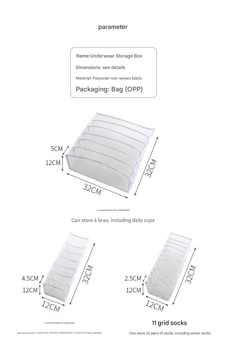 Close-up of gray fabric drawer storage box for clothes