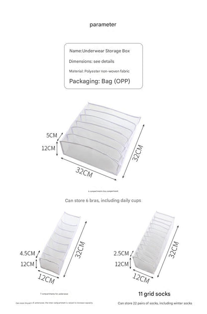 Close-up of gray fabric drawer storage box for clothes
