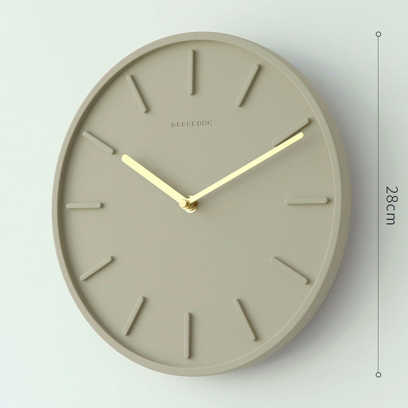 Minimalist wall clock with copper accents