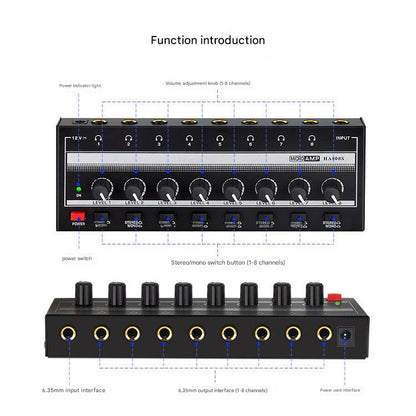 4-channel headphone amplifier rear view