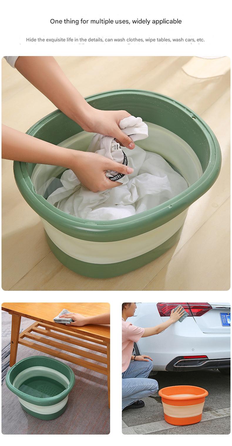 Folding foot soaking bucket in orange color