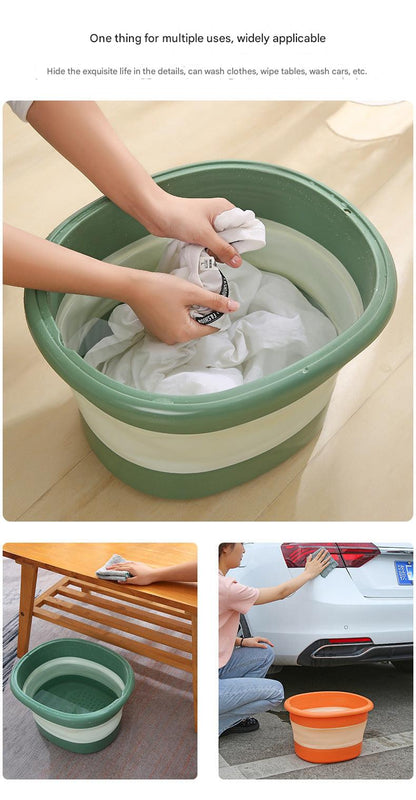 Folding foot soaking bucket in orange color