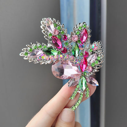 blue crystal flower brooch