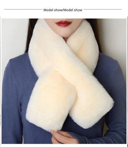 Stylish scarf wrapped around a model's neck